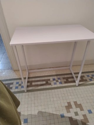 Mesa plegable blanca metal y madera