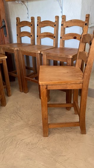 6 Taburetes Altos Mexicano, madera maciza