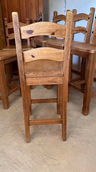 6 Taburetes Altos Mexicano, madera maciza