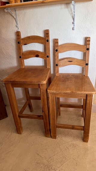 6 Taburetes Altos Mexicano, madera maciza