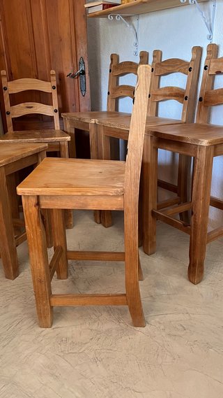 6 Taburetes Altos Mexicano, madera maciza
