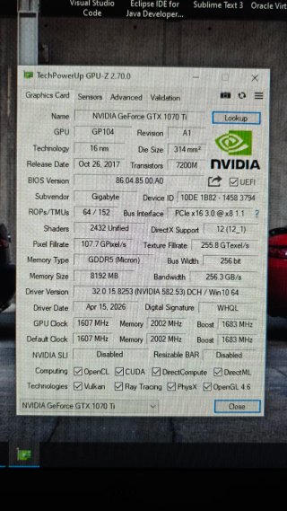 Tarjeta Gráfica Gigabyte GTX 1070 Ti 8GB