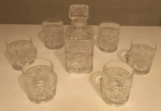 Juego Decantador y Vasos Cristal Tallado