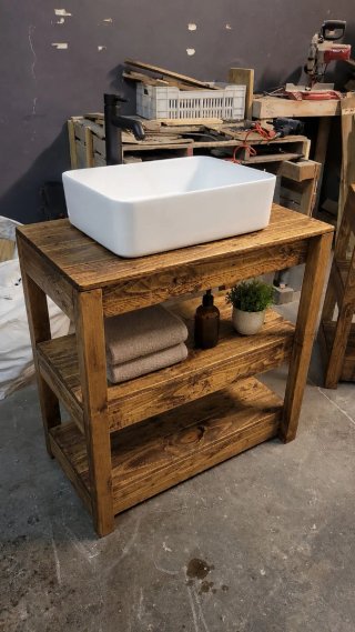 CONSOLA DE BAÑO COLOR ROBLE MADERA RECICLADAS