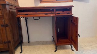 Escritorio Rústico Madera maciza y Forja