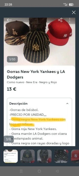 Gorras new York yankees y LA dodger