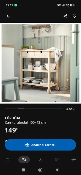 Carrito auxiliar cocina IKEA FÖRHÖJA