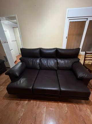 2 Sofás de Piel Marrones/Negros