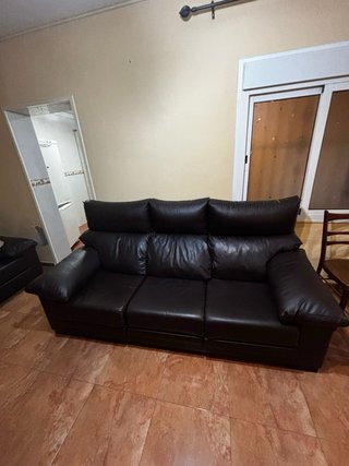 2 Sofás de Piel Marrones/Negros