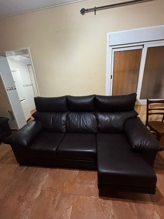 2 Sofás de Piel Marrones/Negros