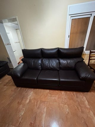 2 Sofás de Piel Marrones/Negros