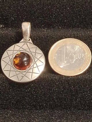 Colgante Plata con Ámbar naranja