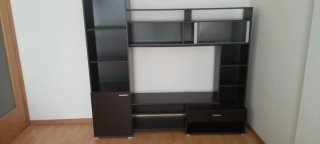 Mueble salón wengué con cristal