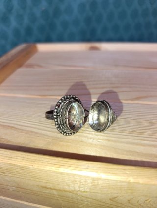 Anillo Vintage Pastillero Negro Plata