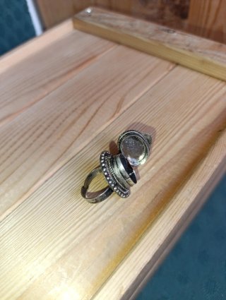 Anillo Vintage Pastillero Negro Plata
