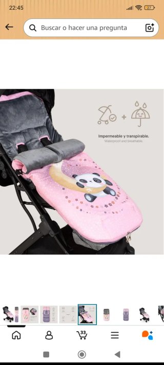 Saco para silla de paseo panda