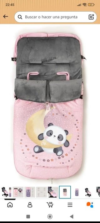 Saco para silla de paseo panda