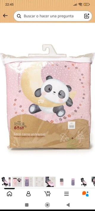 Saco para silla de paseo panda