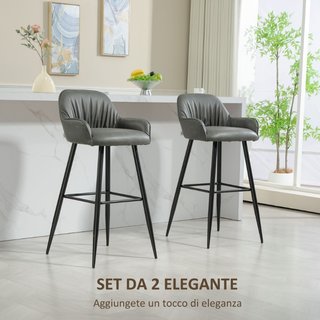 Juego de 2 taburetes de bar modernos con reposapié