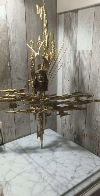 Consola de Bronce con Reloj y Candelabros