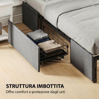 Estructura de Cama Doble de Láminas con 3 Cajones,