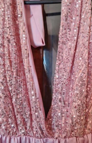 Abito donna elegante paillettes rosa