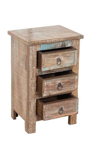 Comodino in legno massiccio riciclato con finitura