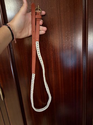 Cinturón infantil marrón y blanco