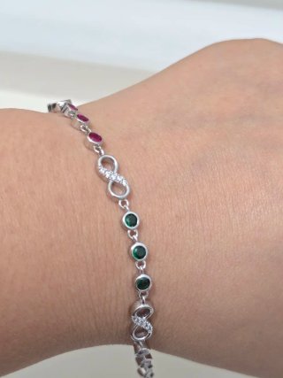 Pulsera Plata 925 Infinito Multicolor 20cm