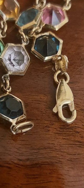 Collana Argento 925 Placcato Oro Pietre Multicolor
