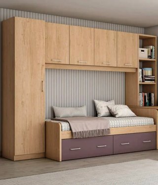 Mueble juvenil completo con cama y armario