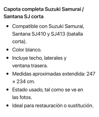 Lona Techo Suzuki