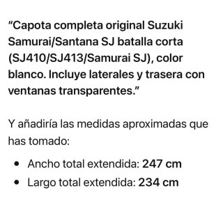 Lona Techo Suzuki