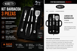 Kit Barbacoa BORETTI 3 Piezas Acero Inoxidable