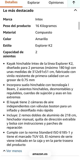 Kayak Hinchable Intex Explorer K2