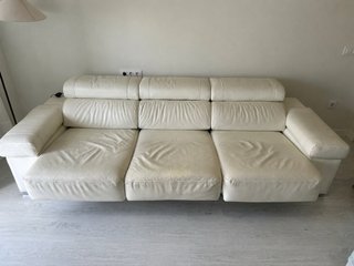 Sofá 3 plazas polipiel blanco extensible