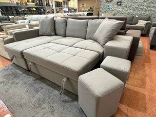 Sofá Cama Chaise Longue Tela Gris