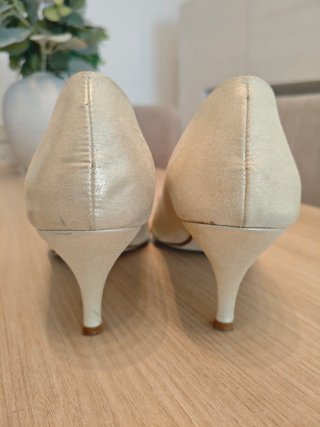 Zapatos con tacón dorados de fiesta, talla 41