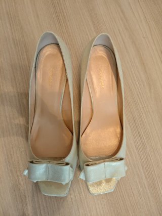 Zapatos con tacón dorados de fiesta, talla 41