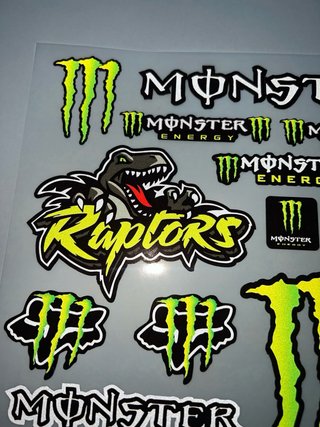 PACK PEGATINAS VINILO MONSTER ENERGY RAPTORS FOX