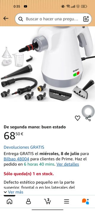 Limpiador a Vapor Multiusos 650ml, vaporeta