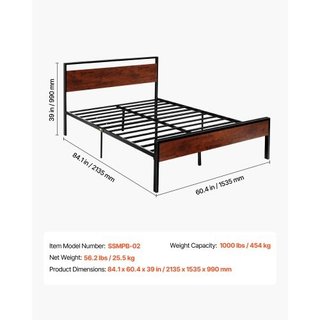 Struttura letto matrimoniale, 35 cm, in metallo ne