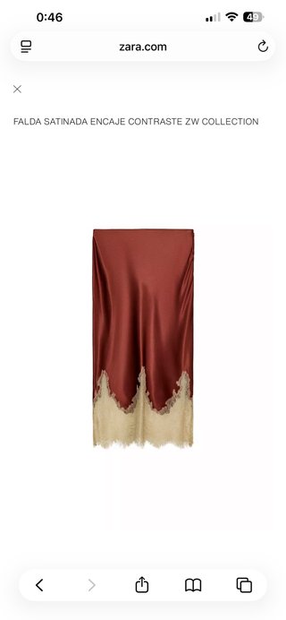Falda Zara Satén Encaje Nueva