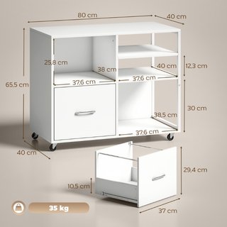 mesa para impresora con ruedas y cajón A4, ideal p