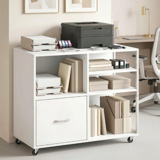 mesa para impresora con ruedas y cajón A4, ideal p