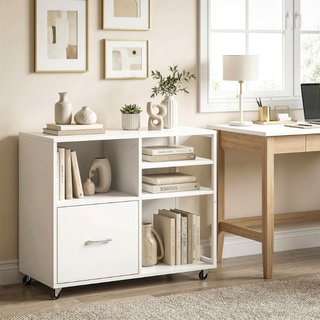 mesa para impresora con ruedas y cajón A4, ideal p