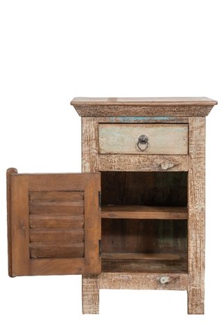 Comodino in legno massiccio riciclato con finitura