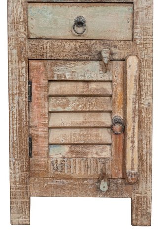 Comodino in legno massiccio riciclato con finitura