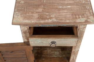 Comodino in legno massiccio riciclato con finitura