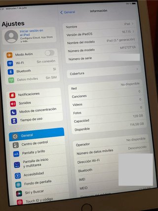 iPad 5ª Gen 128GB Wifi + 4G